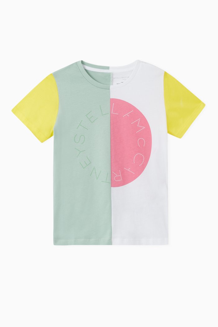 

Logo Disk T-shirt in Colourblock Organic Cotton, Multicolour