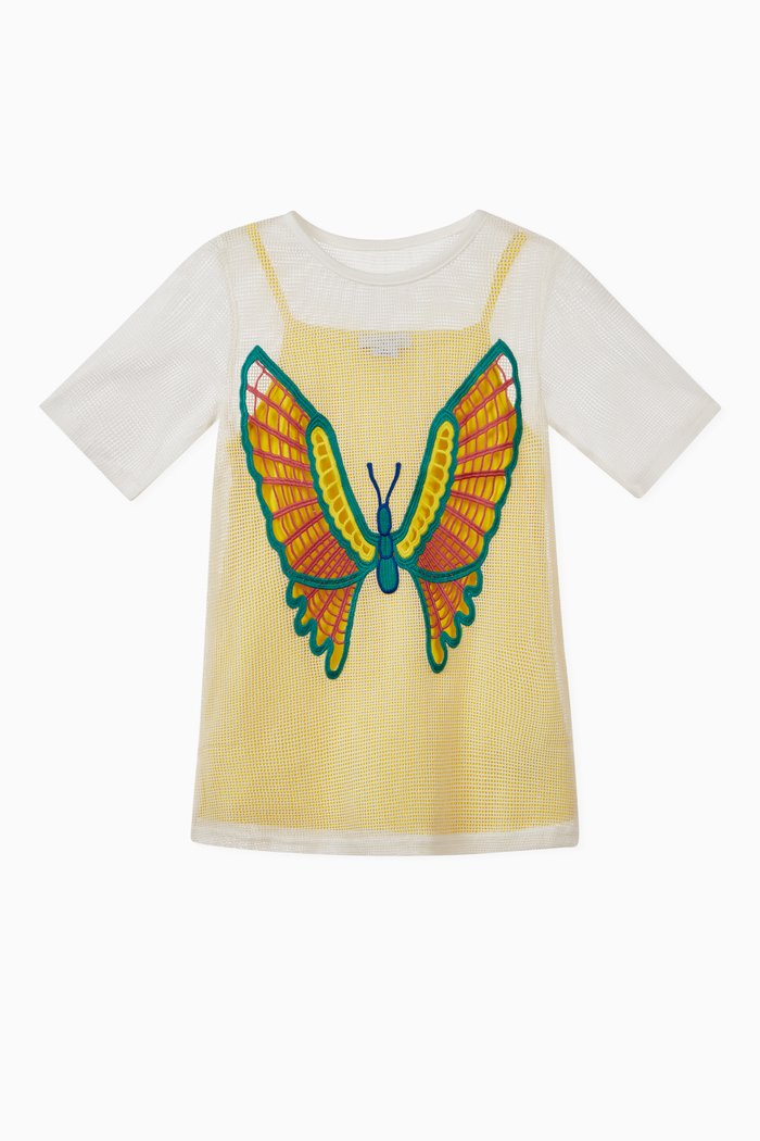 

Butterfly Cotton Net 2-in-1 Dress, White