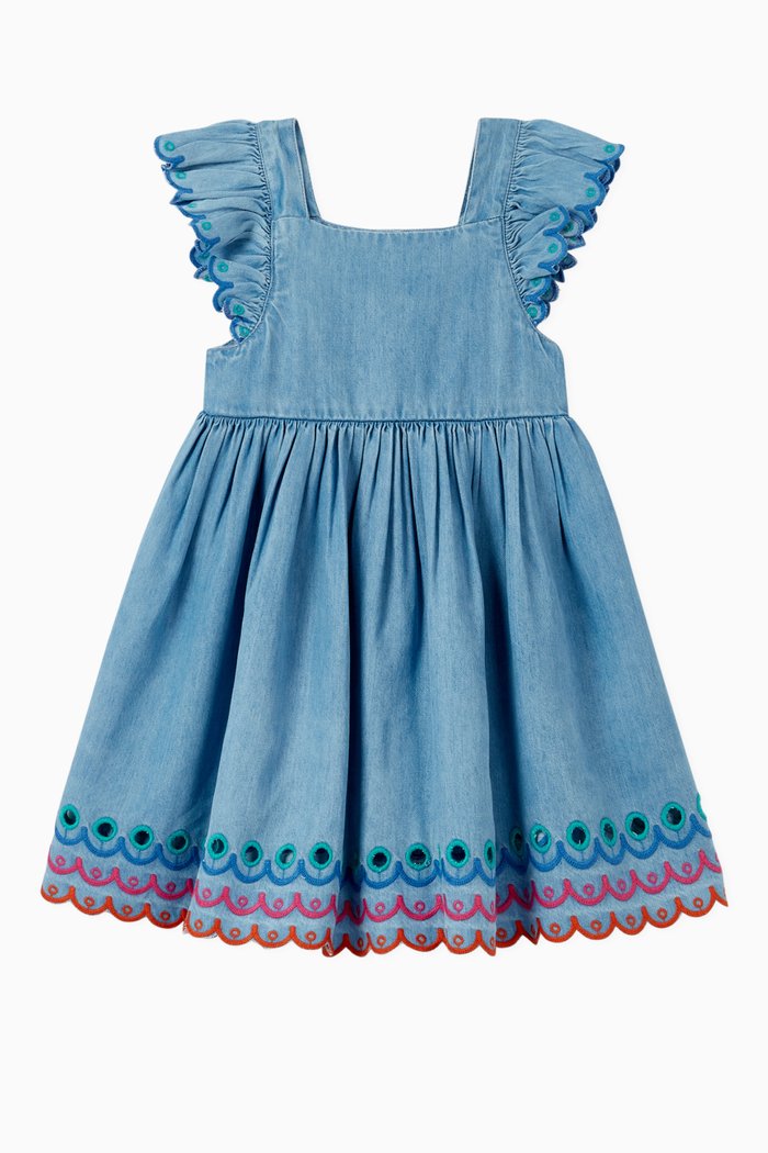 

Dress with Bloomers in Organic Cotton Denim, Blue