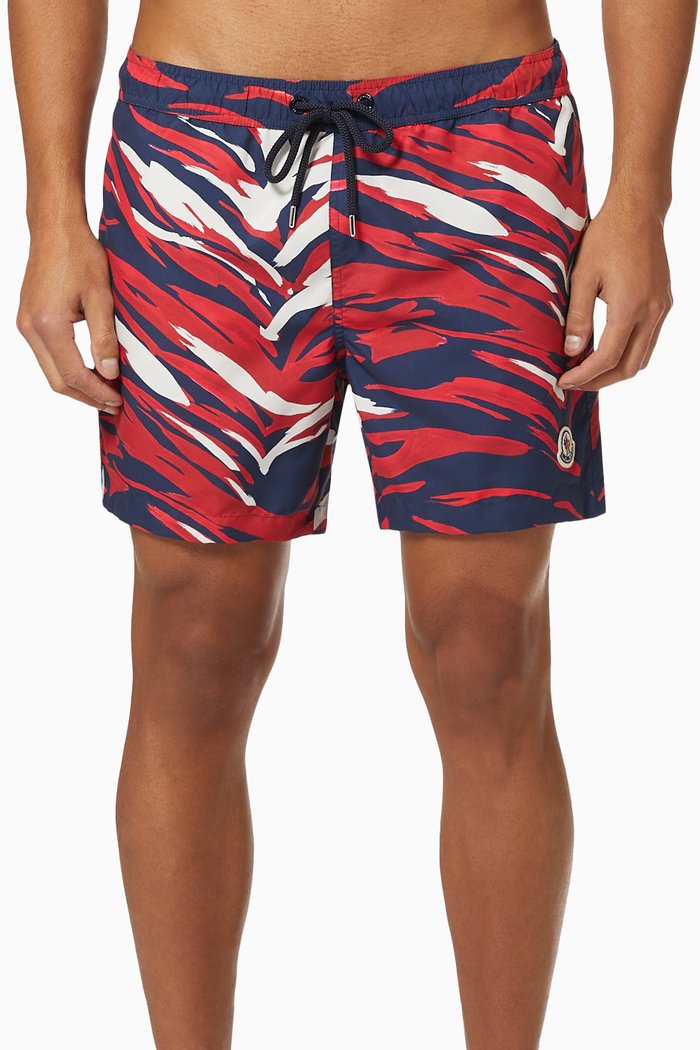 

Wave Print Swim Shorts, Blue