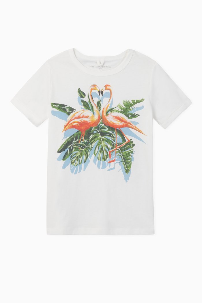 Painty Flamingo Organic Cotton T-shirt, White
