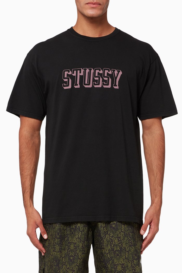 

3D Collegiate Dyed Cotton T-Shirt, Black