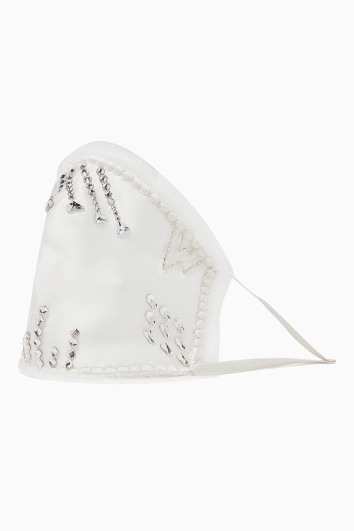 

Italian Tulle Face Mask with Swarovski Crystals, White
