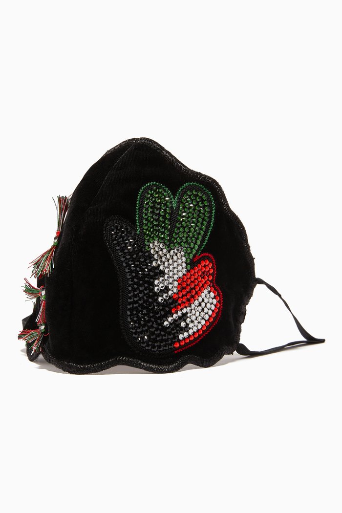 

Italian Velvet Face Mask with Swarovski Crystals, Black
