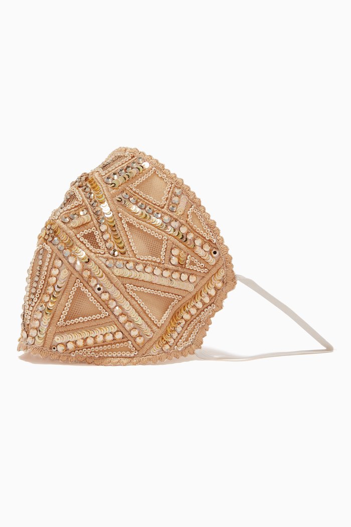 

Italian Tulle Face Mask with Swarovski Crystalss, Gold