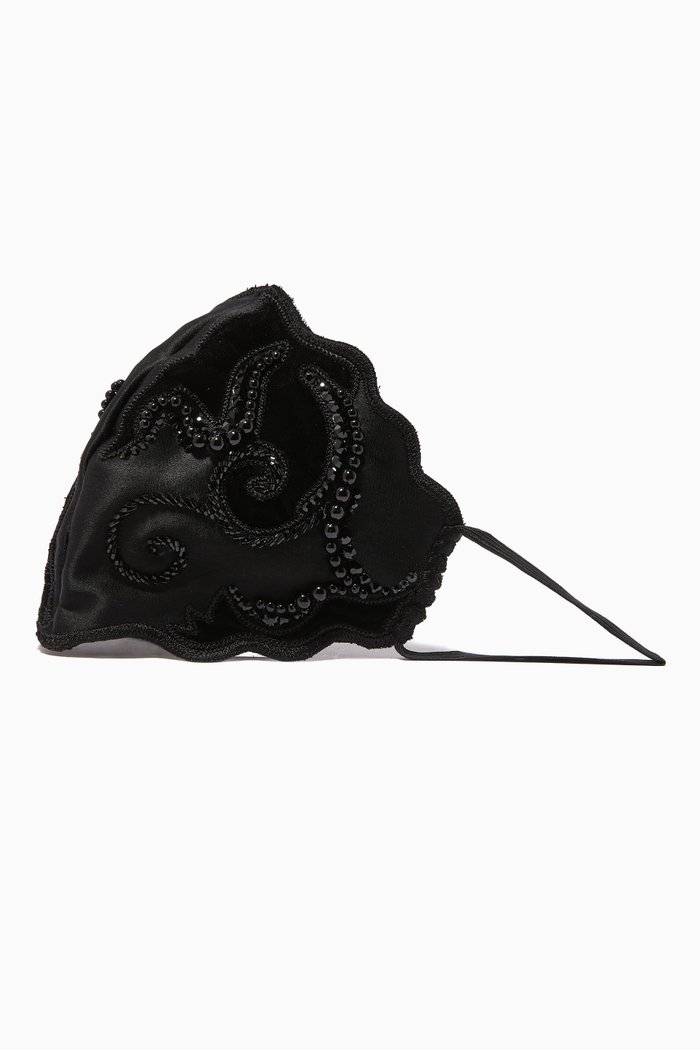 

Italian Velvet Face Mask with Swarovski Crystals and Beads, Black
