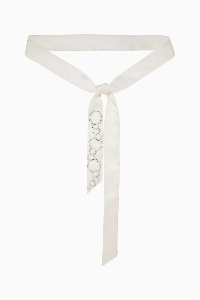 

Italian Organza Belt with Swarovski Crystal, White