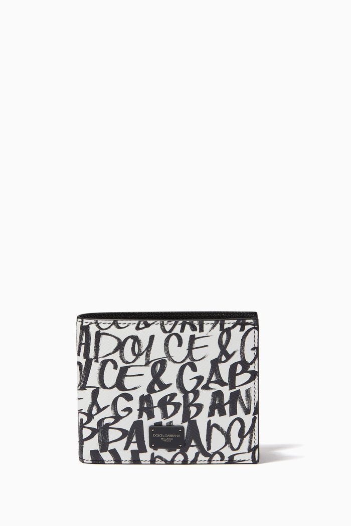 

Bifold Wallet in Graffiti Dauphine Leather, Black