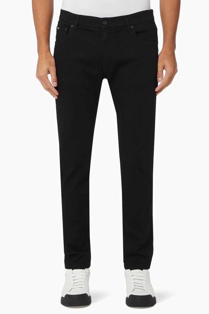 

Logo Slim-Fit Stretch Jeans, Black
