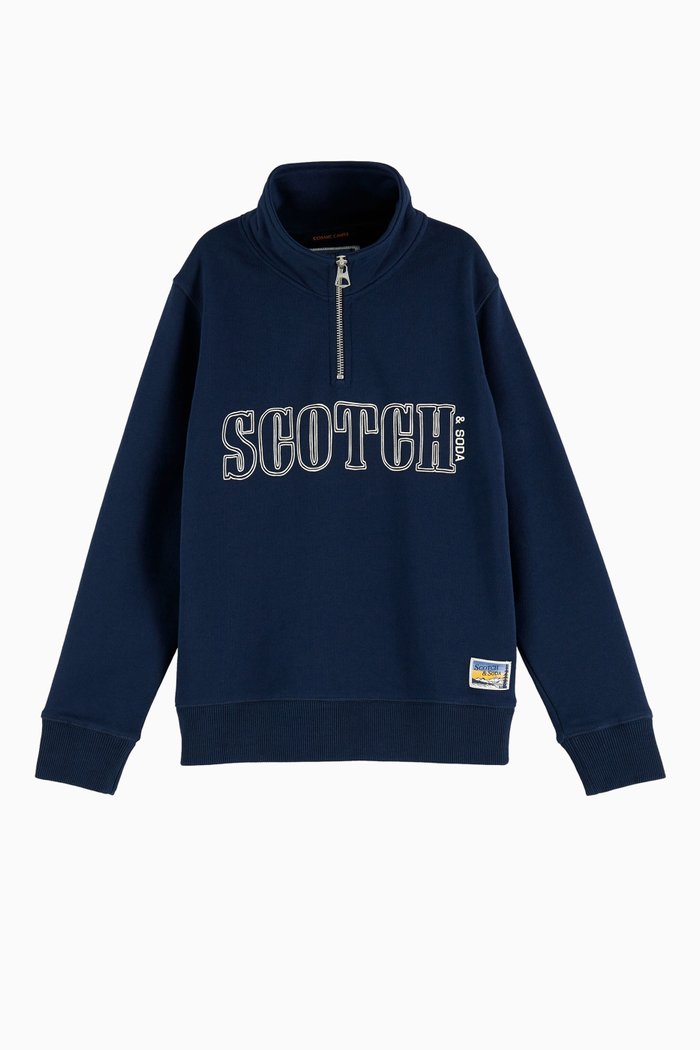 

Half-Zip Cotton Sweatshirt, Blue