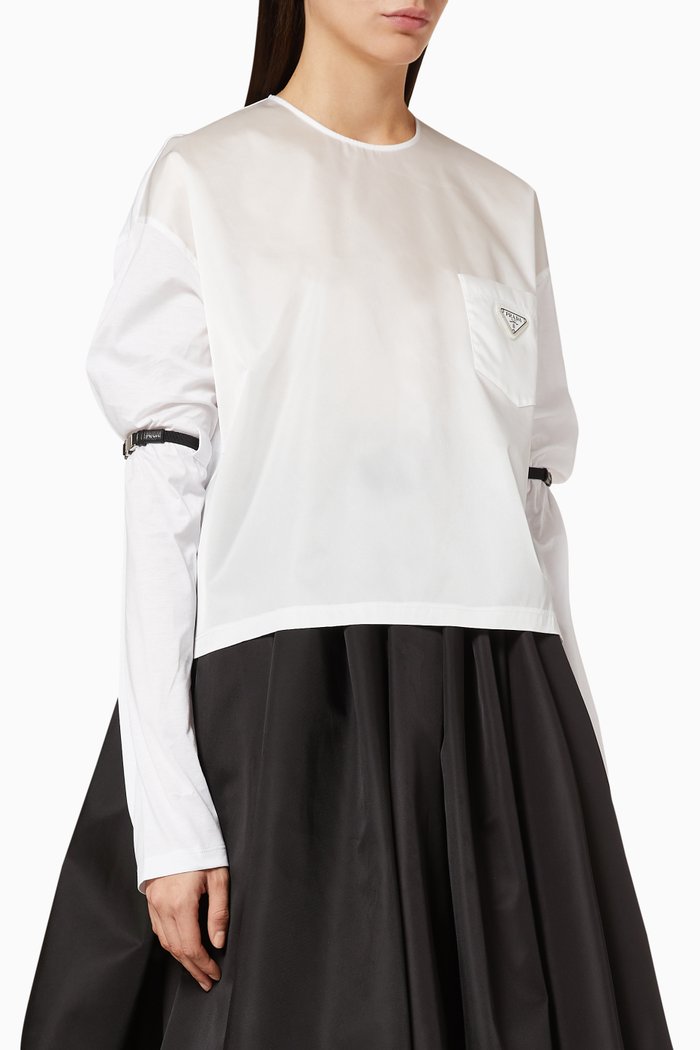 

Triangle Logo Recycled Nylon Jersey T-Shirt, White