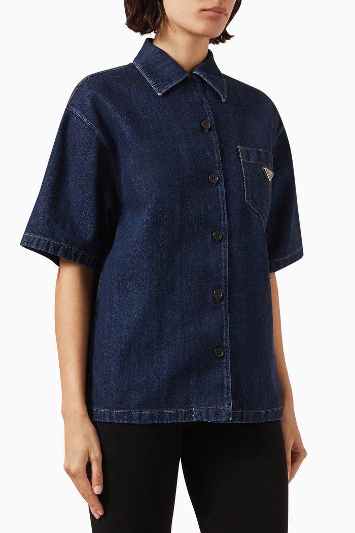 

Triangle Plaque Logo Shirt in Denim, Blue