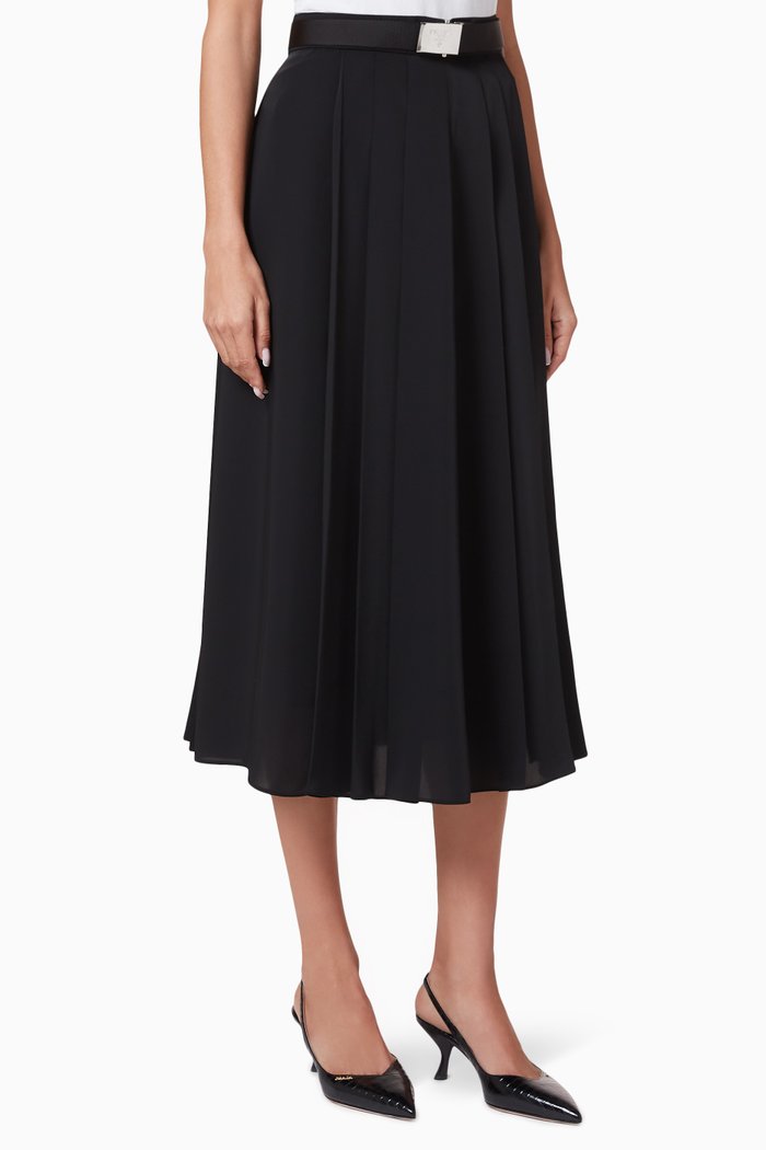 

Flowing Pongee Skirt in Polyester, Black