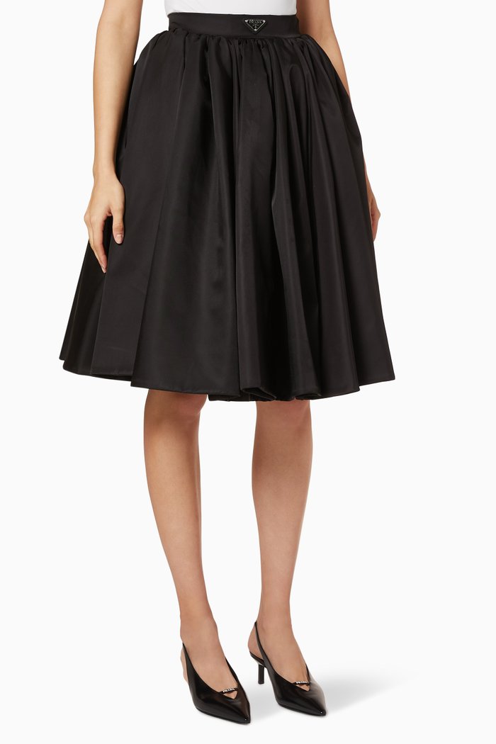 

Triangle Logo Recycled Nylon Wide Skirt, Black