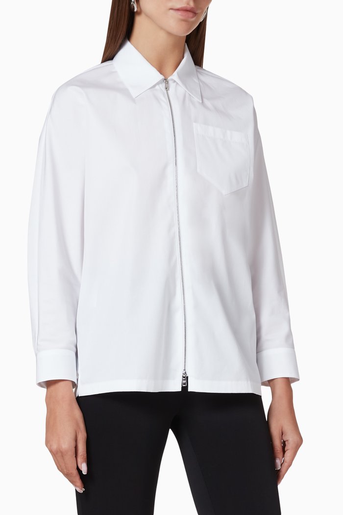 

Zipped Organic Poplin Shirt, White