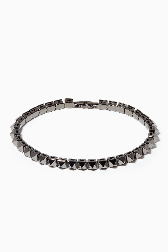 Valentino Garavani Rockstud Bracelet in Metal, Grey