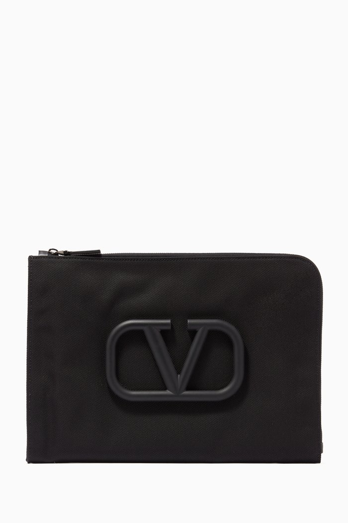 

Valentino Garavani VLOGO Document Case in Nylon, Black