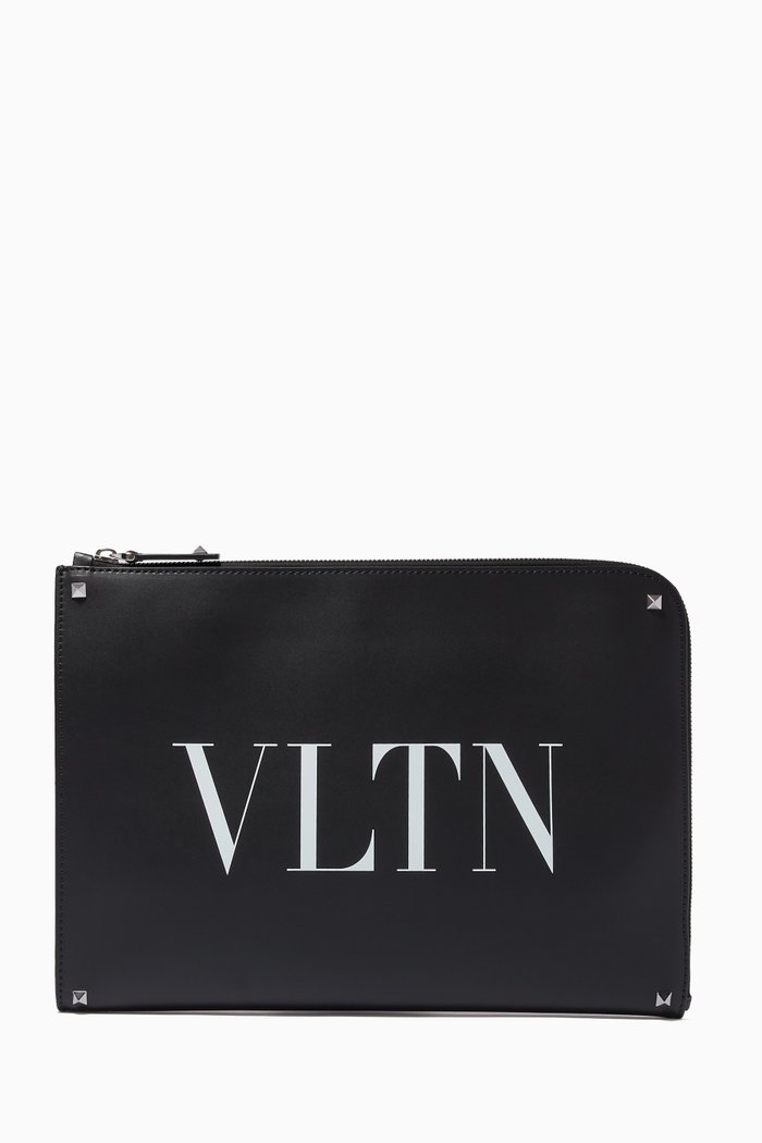 

Valentino Garavani VLTN Document Holder in Calfskin, Black