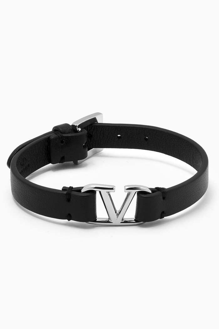 

Valentino Garavani VLOGO Bracelet in Leather, Black