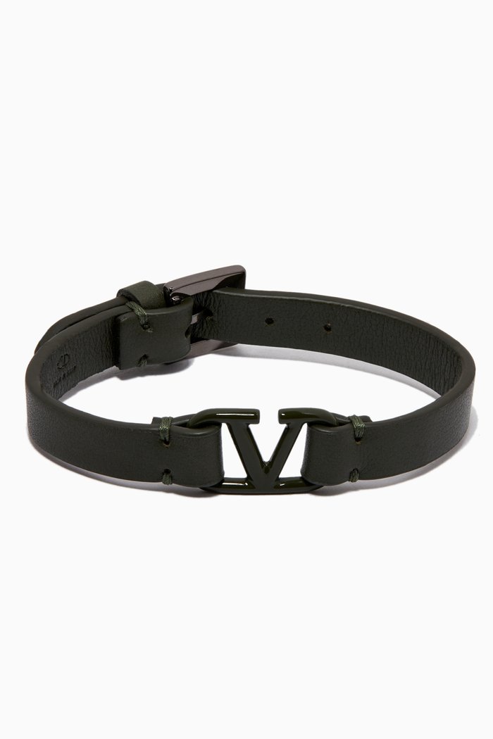 

Valentino Garavani VLOGO Bracelet in Leather, Green