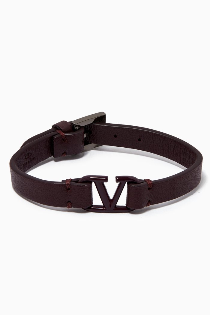 

Valentino Garavani VLOGO Bracelet in Leather, Red