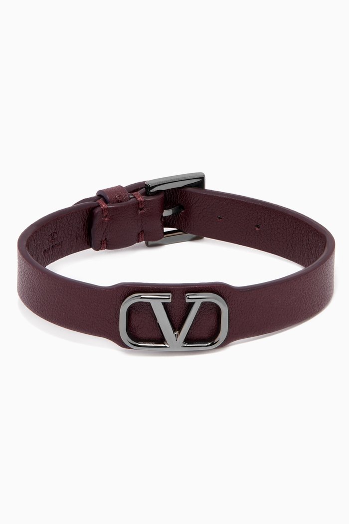 

Valentino Garavani VLOGO Bracelet in Leather, Red