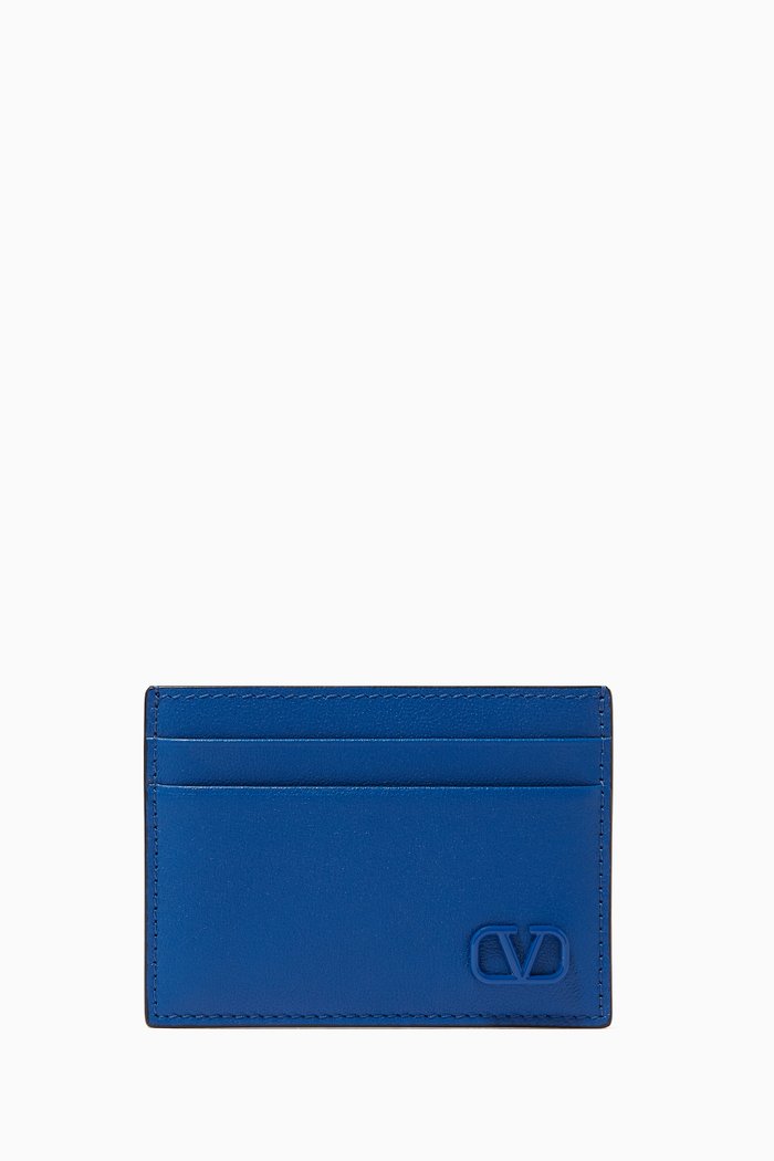 

Valentino Garavani VLOGO Cardholder in Calfskin, Blue