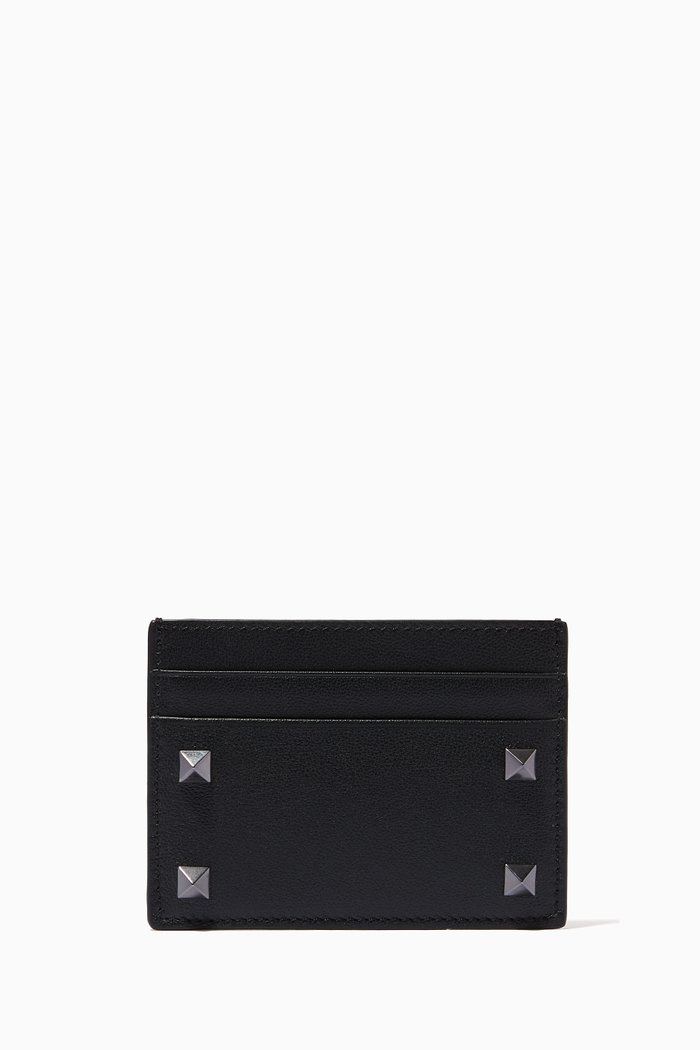 

Valentino Garavani Rockstud Cardholder in Leather, Black