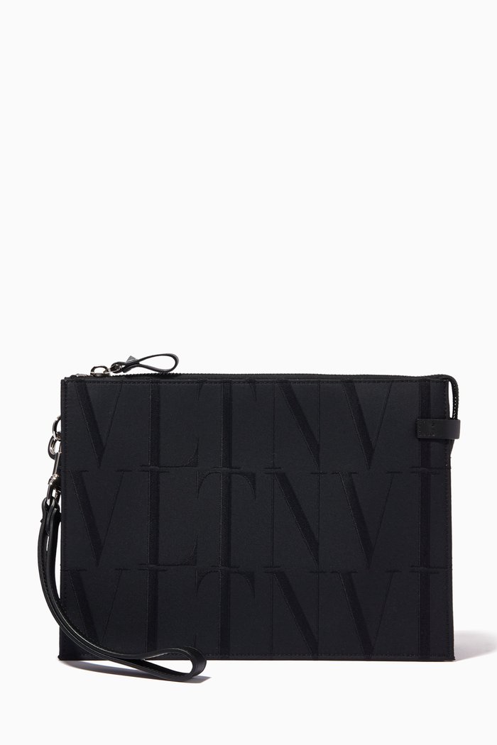 Valentino Garavani VLTN TIMES Pouch in Nylon, Black