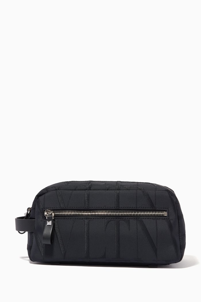 Valentino Garavani VLTN TIMES Wash Bag in Nylon, Black
