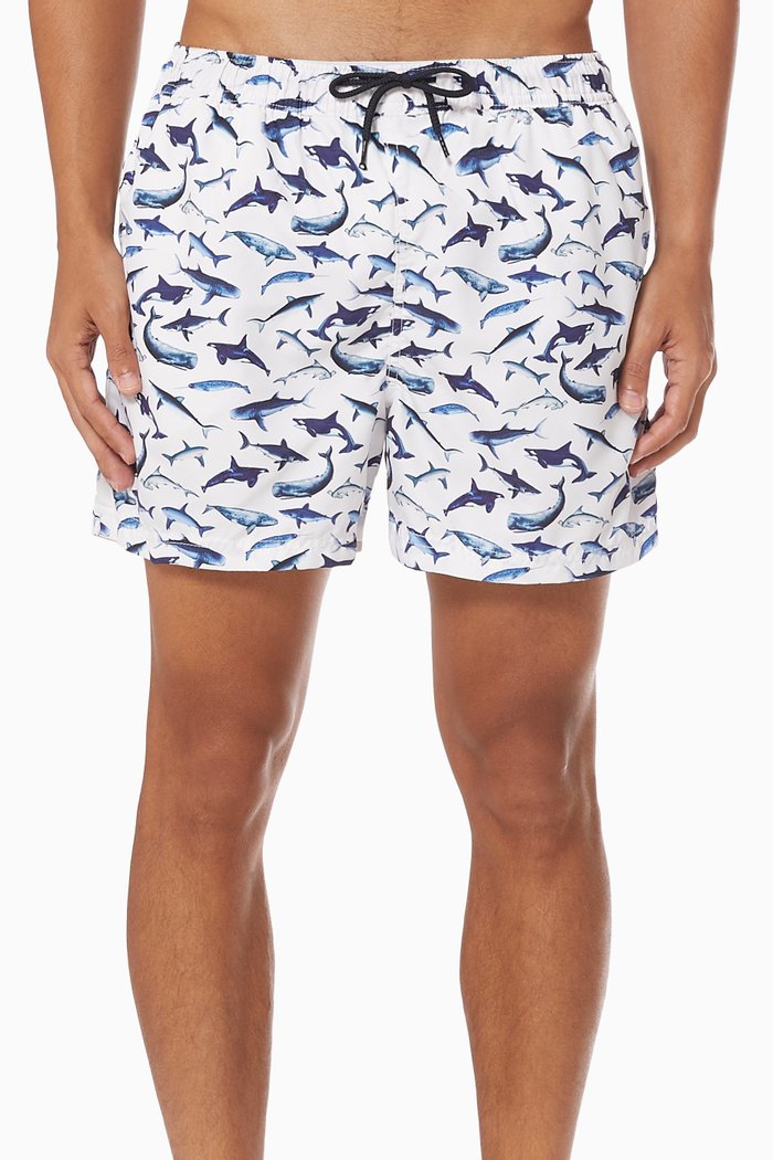 

Classic Printed Swim Shorts, White