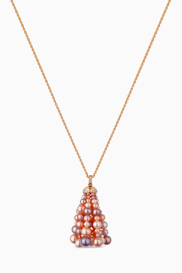 

Bahar Diamond Necklace with Pearls in 18kt Rose Gold, Small