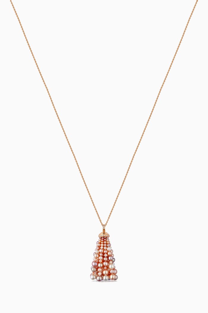 

Bahar Diamond Necklace with Pearls in 18kt Rose Gold, Medium