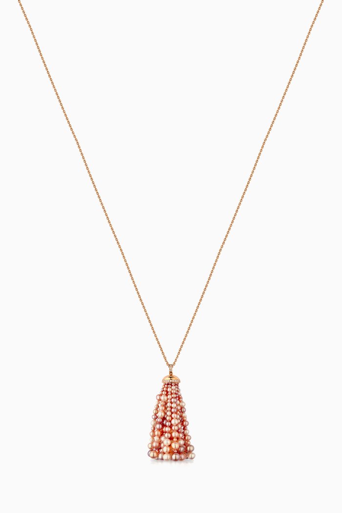 

Bahar Diamond Necklace with Pearls in 18kt Rose Gold, Large