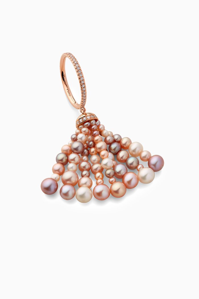

Bahar Diamond Tassel Ring with Pearls in 18kt Rose Gold