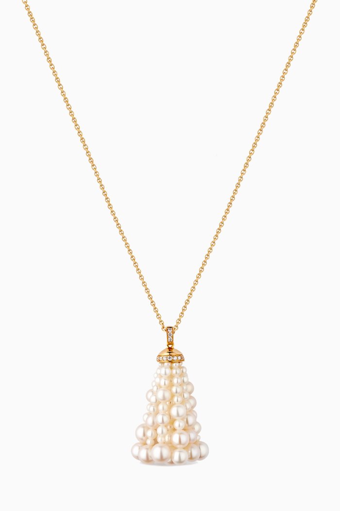 

Bahar Diamond Necklace with Pearls in 18kt Yellow Gold, Small