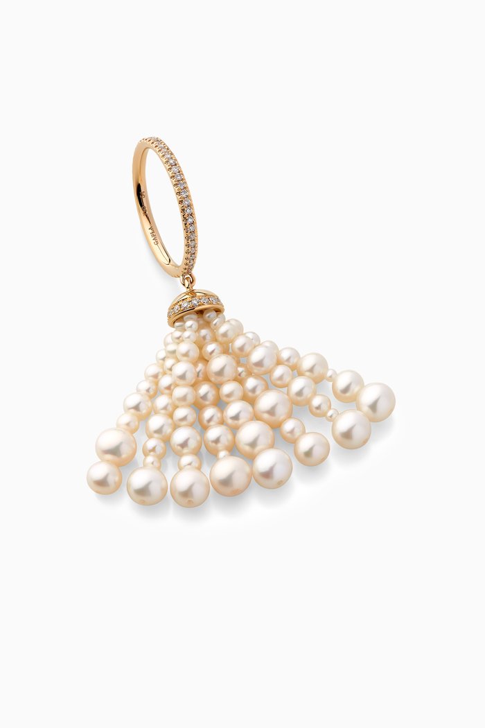 

Bahar Diamond Tassel Ring with Pearls in 18kt Gold