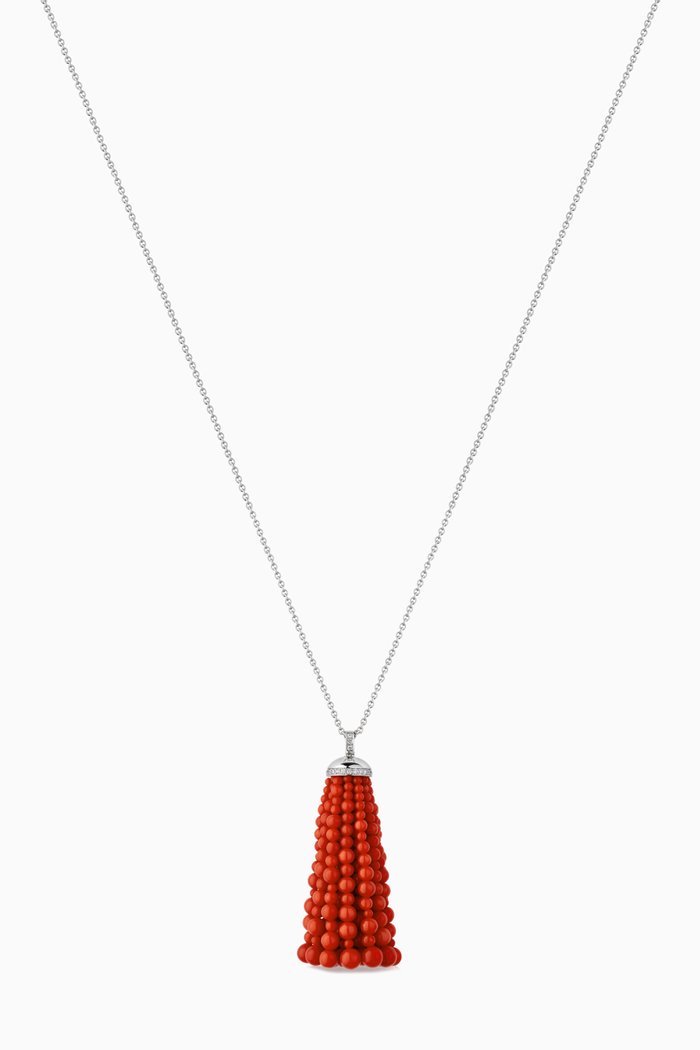

Bahar Diamond Necklace with Corals in 18kt White Gold, Large
