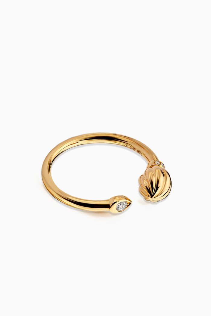 

Merwad Wand Ring with Diamonds in 18kt Yellow Gold