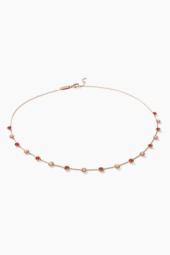 

Salasil Necklace with Ruby & Pink Sapphire in 18kt Rose Gold