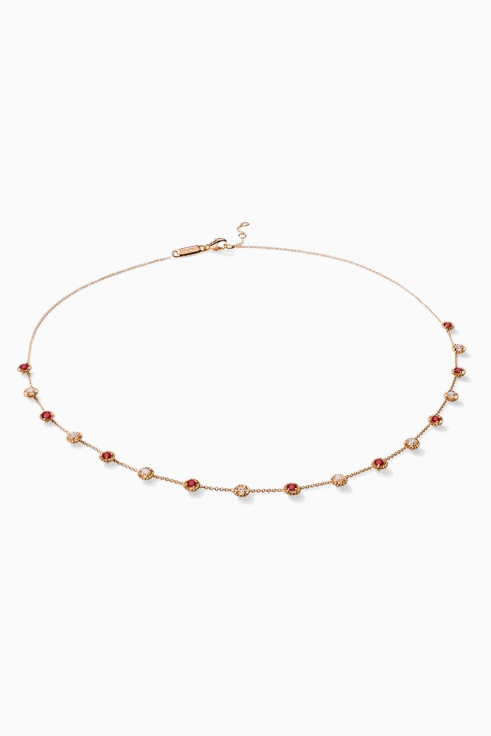 

Salasil Necklace with Diamond & Ruby in 18kt Rose Gold