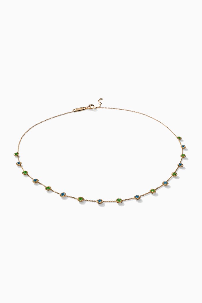 

Salasil Necklace with Tsavorite & Blue Sapphire in 18kt Yellow Gold