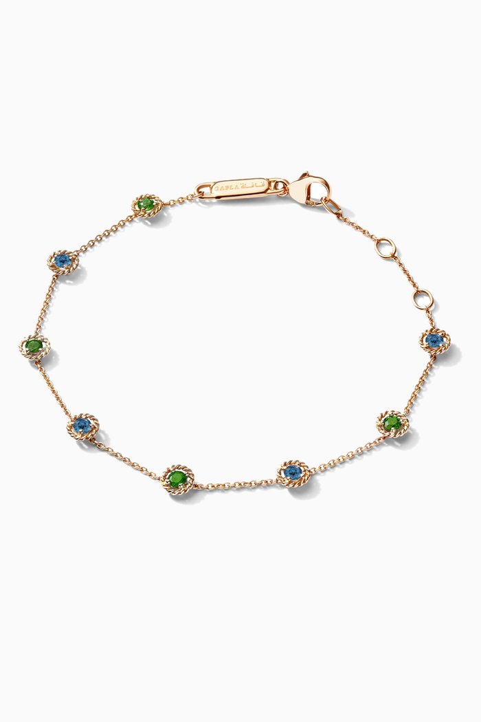 

Salasil Bracelet with Tsavorite & Blue Sapphire in 18kt Yellow Gold