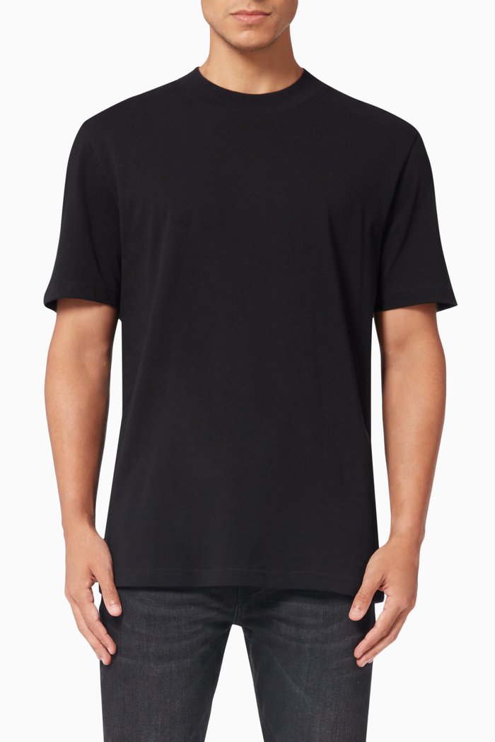 

Mock Neck T-shirt in Organic Cotton, Black