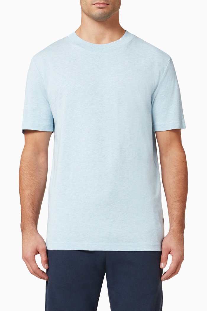 Mock Neck T-shirt in Organic Cotton, Blue
