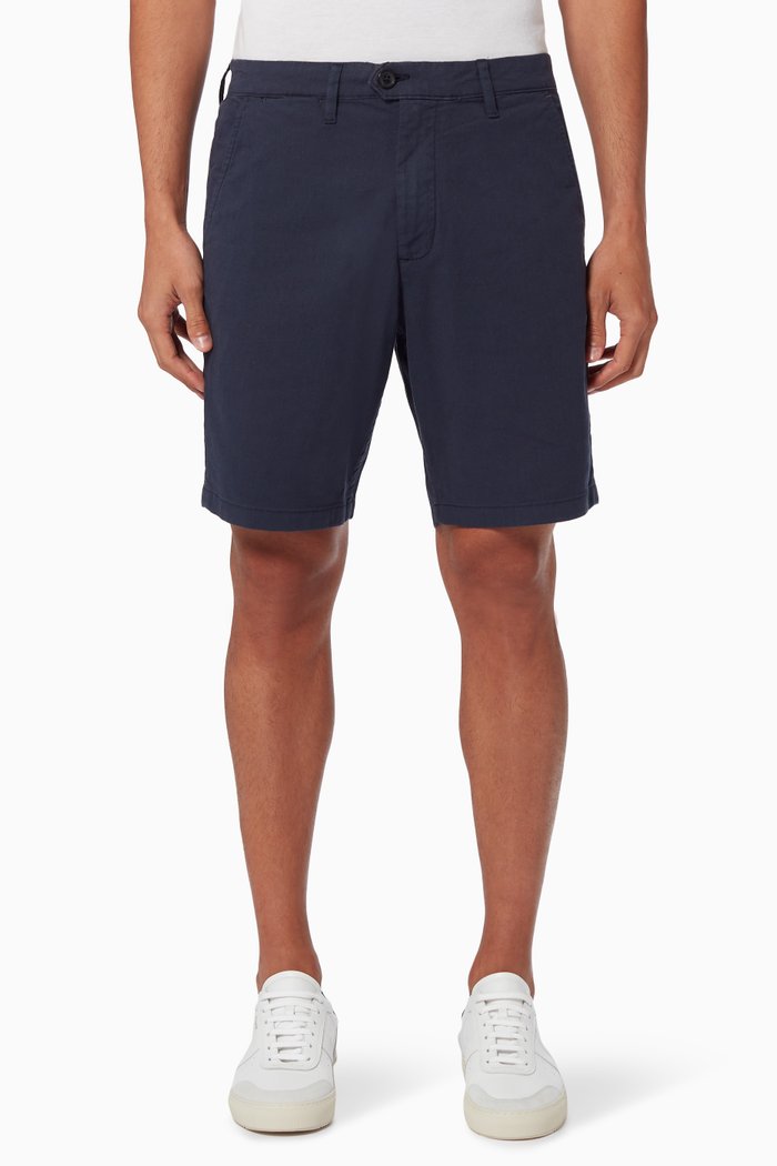 

Slim Fit Shorts in Linen & Organic Cotton, Blue