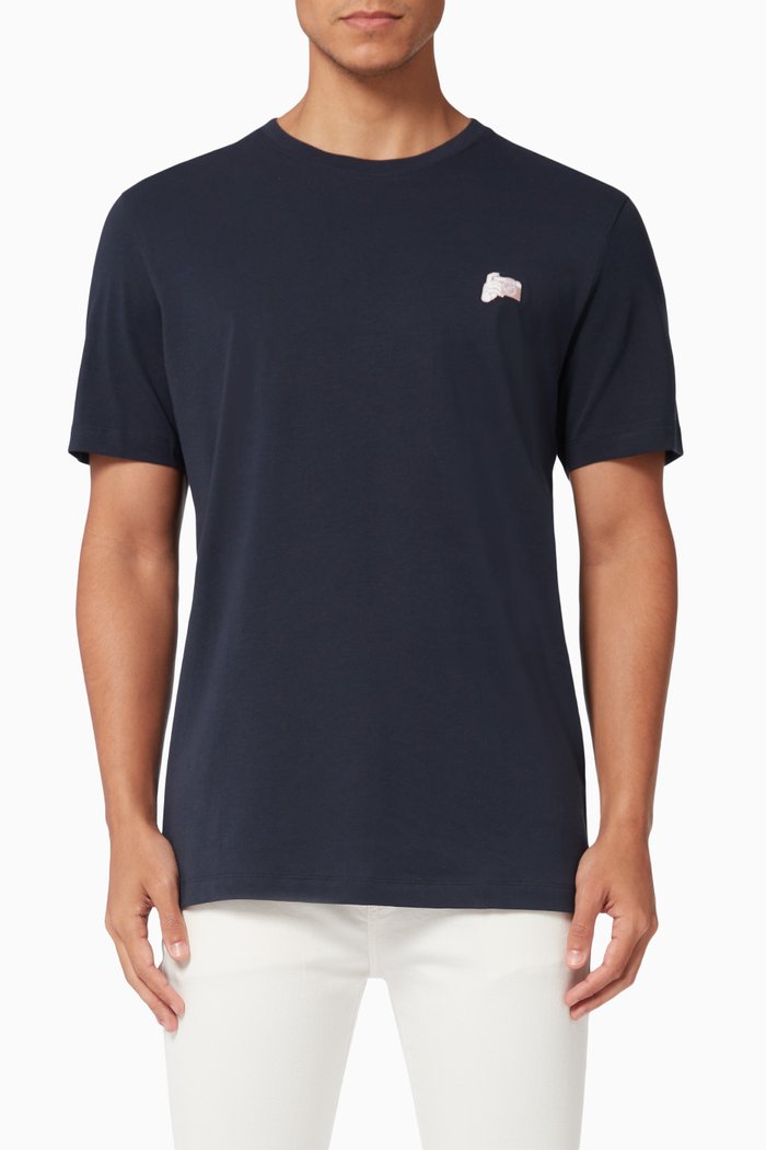 

Embroidered T-shirt in Organic Cotton, Blue