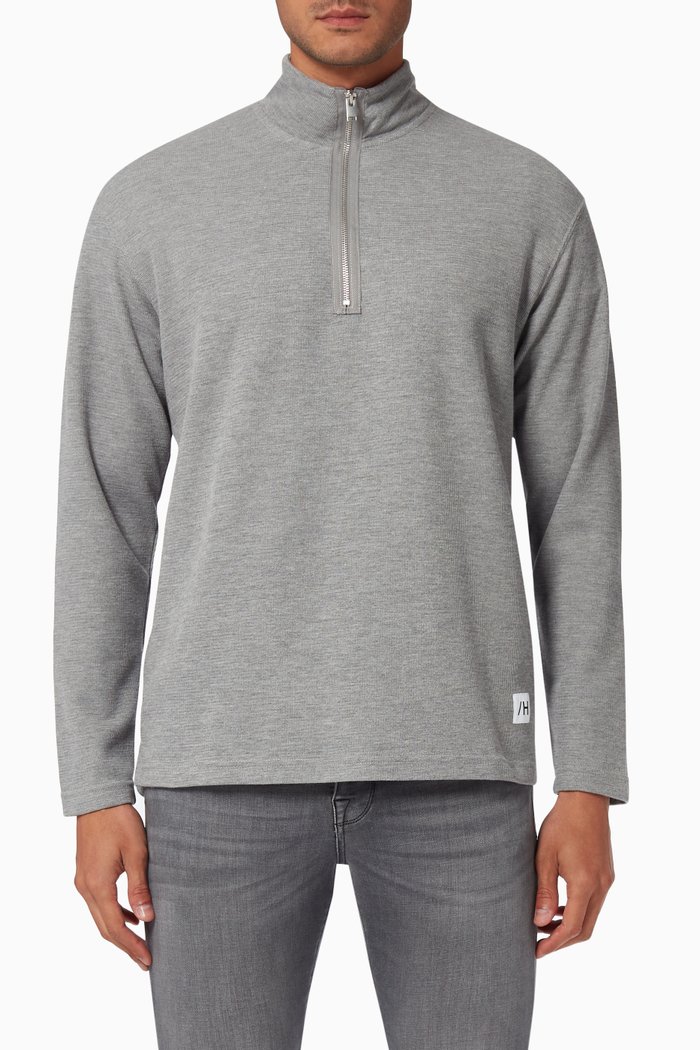

High Neck Zip Sweatshirt, Grey