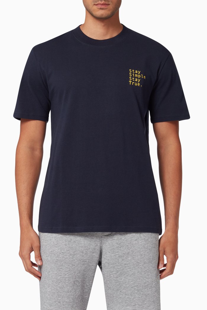 

Chest Embroidery T-Shirt in Organic Cotton, Blue