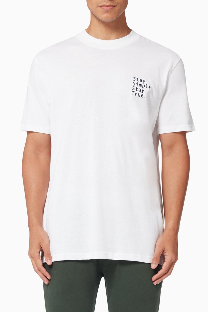Chest Embroidery T-Shirt in Organic Cotton, White